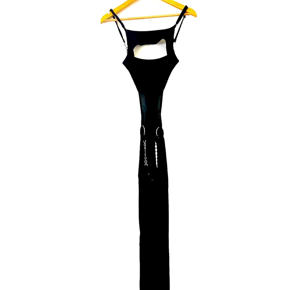 Black gown diamond and chain accent maxi